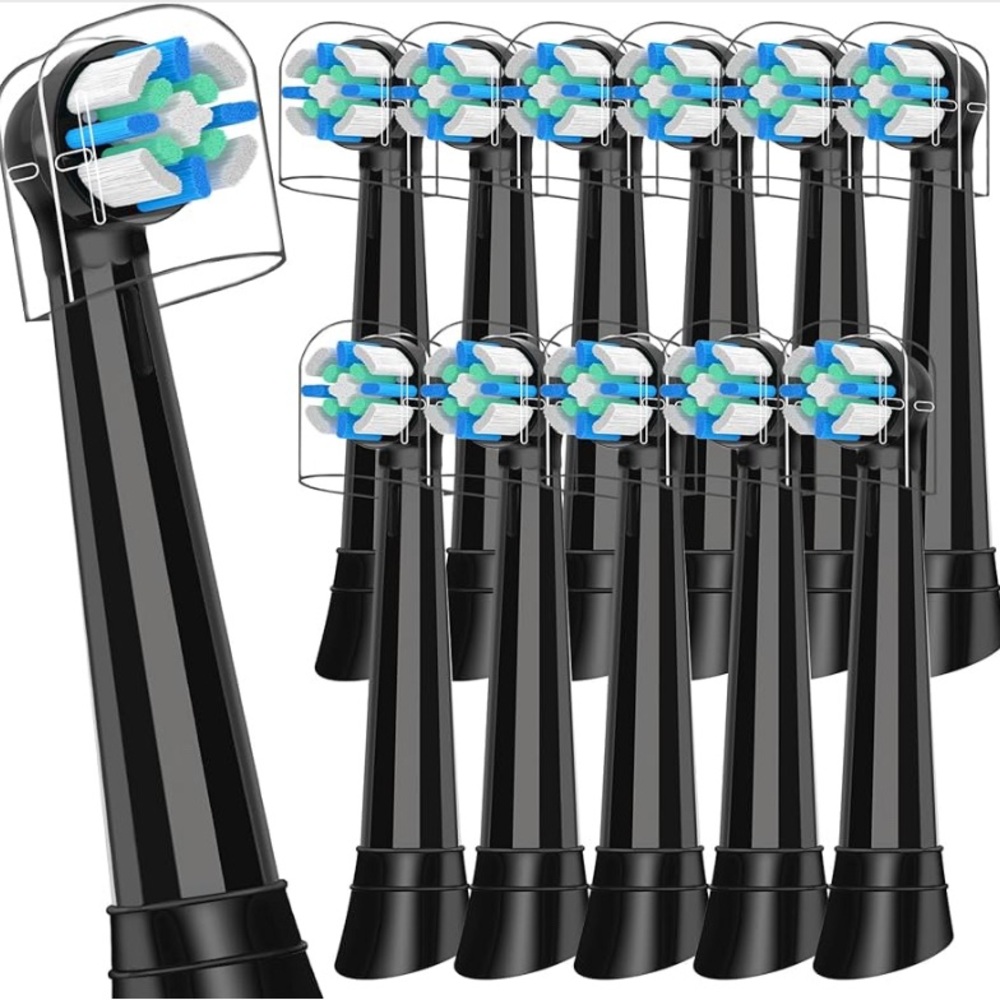12pc Black Electric Toothbrush Replacement Heads